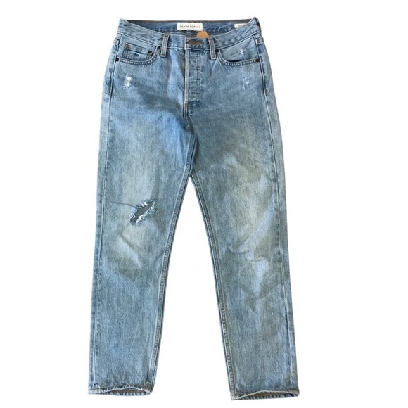 Aritzia Denim Forum The Ex Boyfriend Distressed Light Wash Jeans Size 26 - Picture 1 of 9